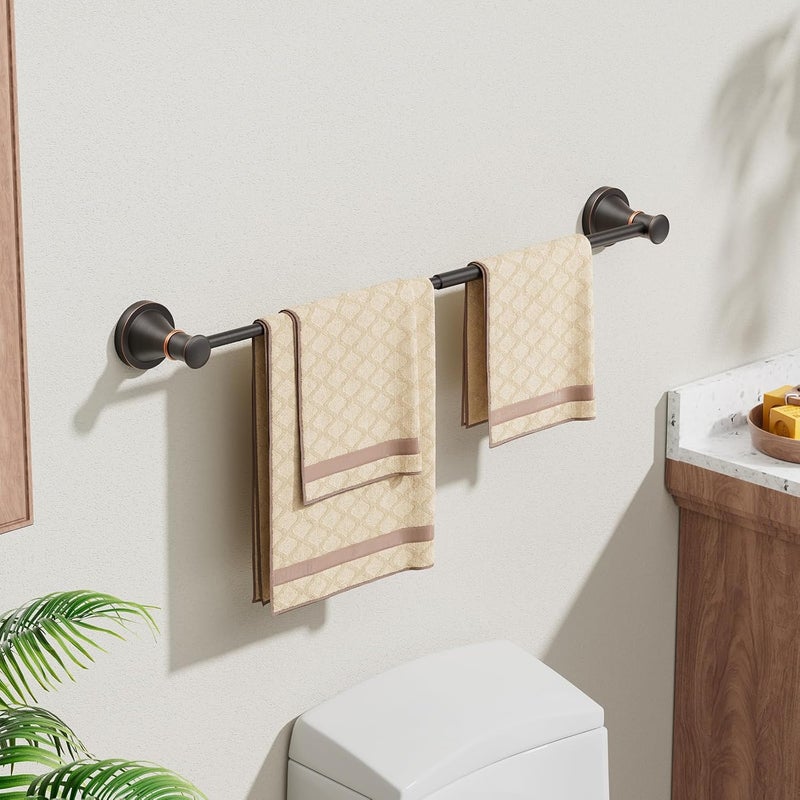 BESy Adjustable Bronze 16 to 26 Inch Bath Towel Bar Rack for Bathroom Towel Holder, Wall Mounted Towel Bar Rod Hanger Bathroom Hardware Accessories Hotel Style, Stainless Steel, Oil Rubbed Bronze - Image 2